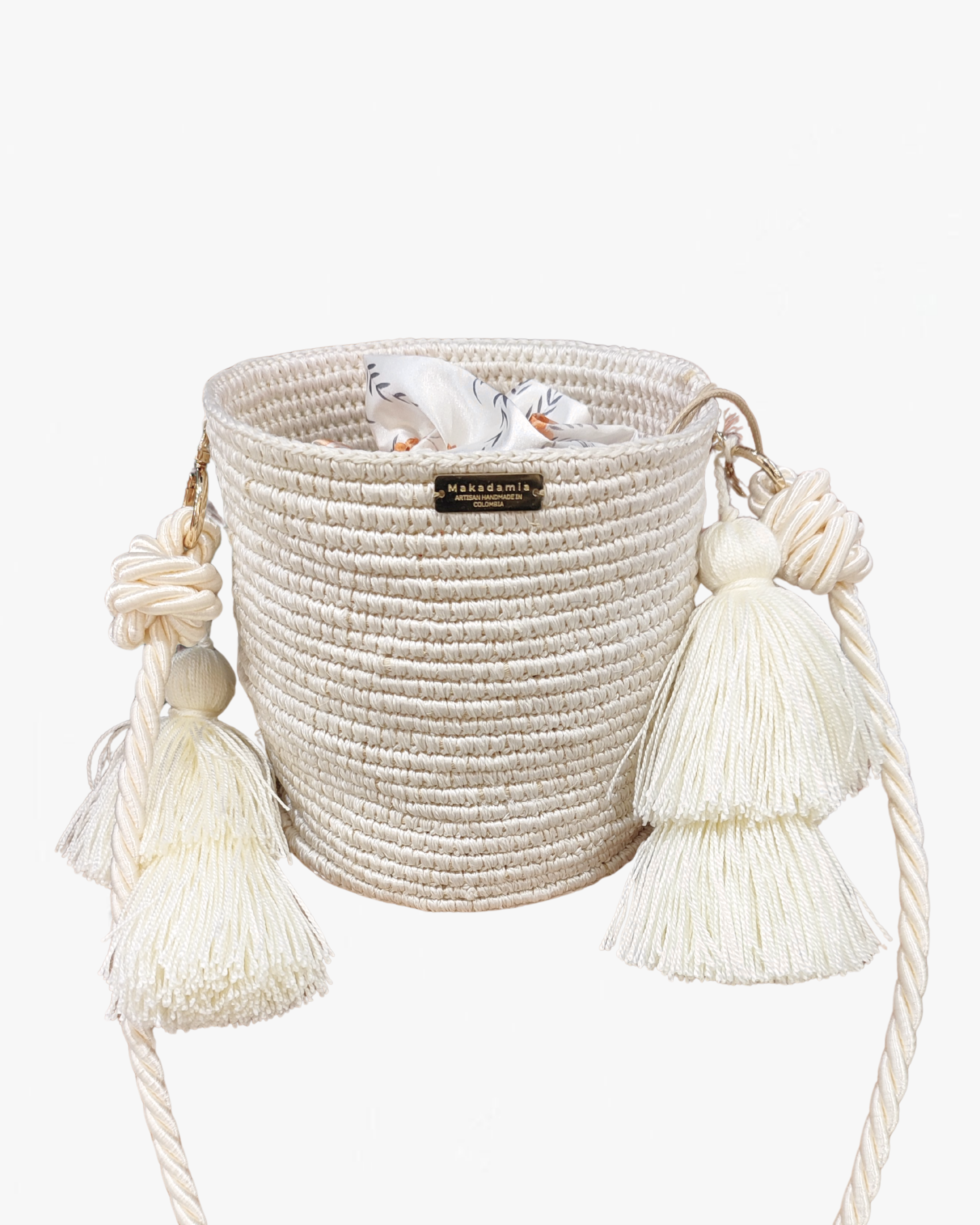 BUCKET BAG FLOWER BLANCO
