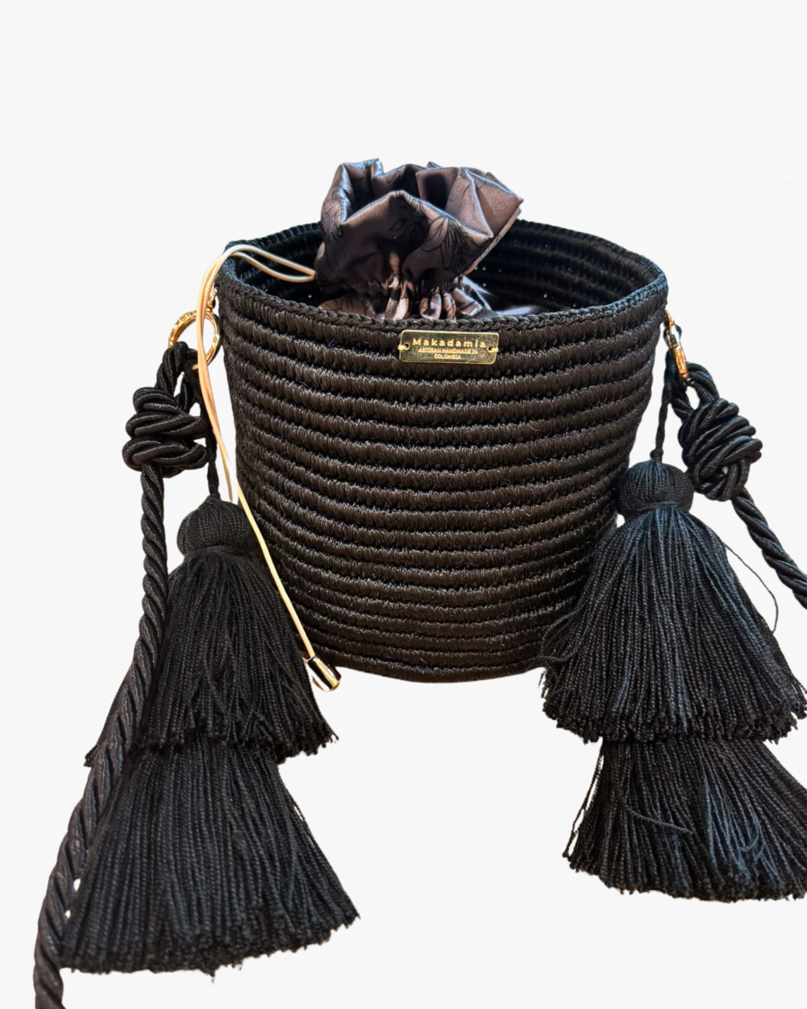 BUCKET BAG FLOWER NEGRO