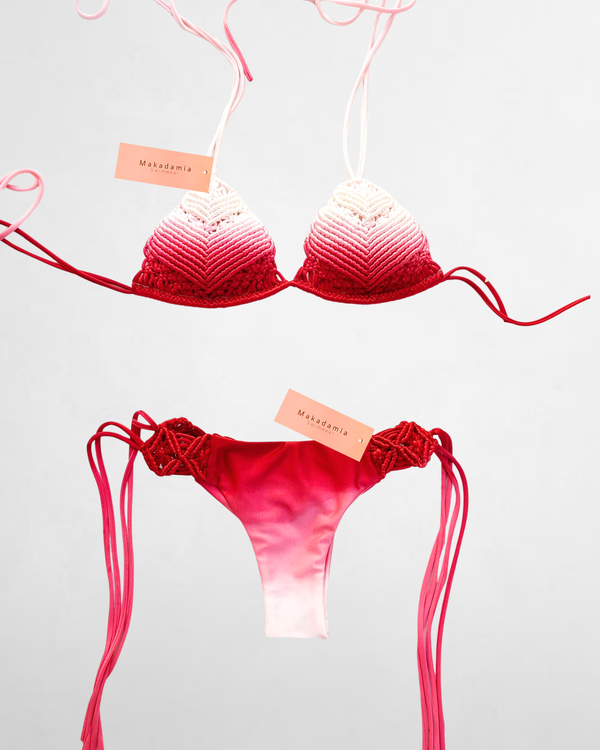 Bikini Degradado Diamante - Vainilla / Rojo