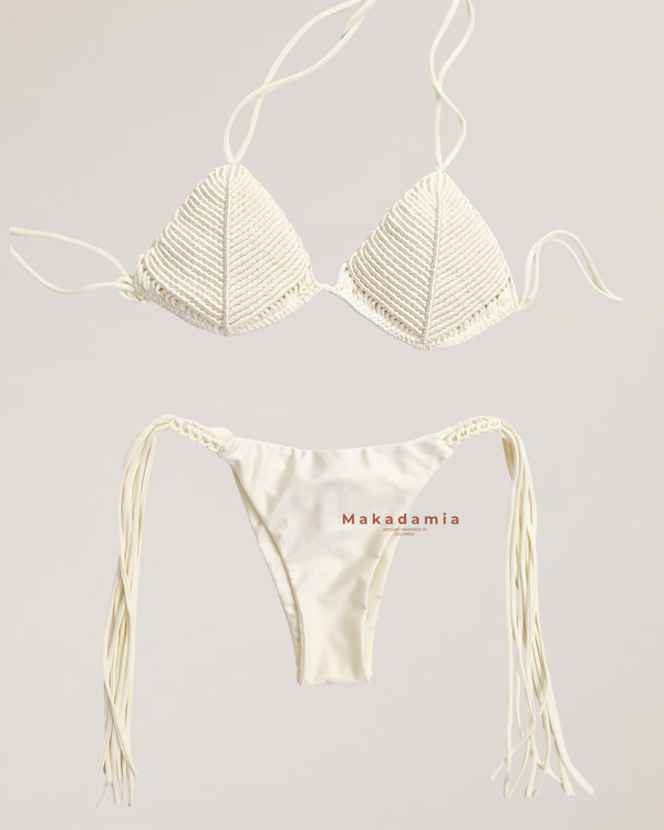 Bikini Full Macramé De Amarre - Vainilla