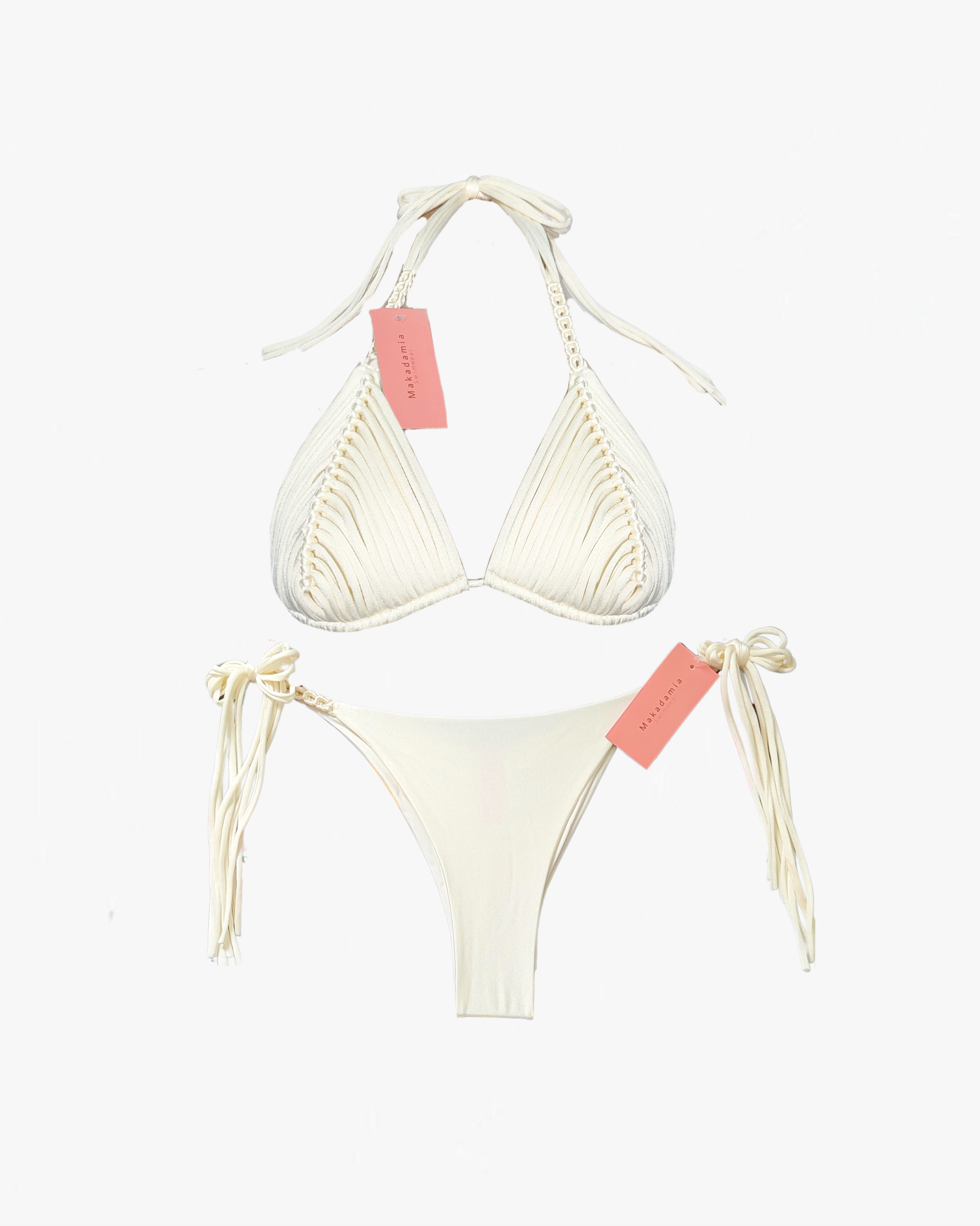 Bikini macramé trenzas Vainilla