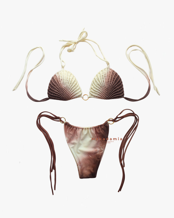 BIKINI OSTRA MACRAMÉ - Vainilla / Cafe