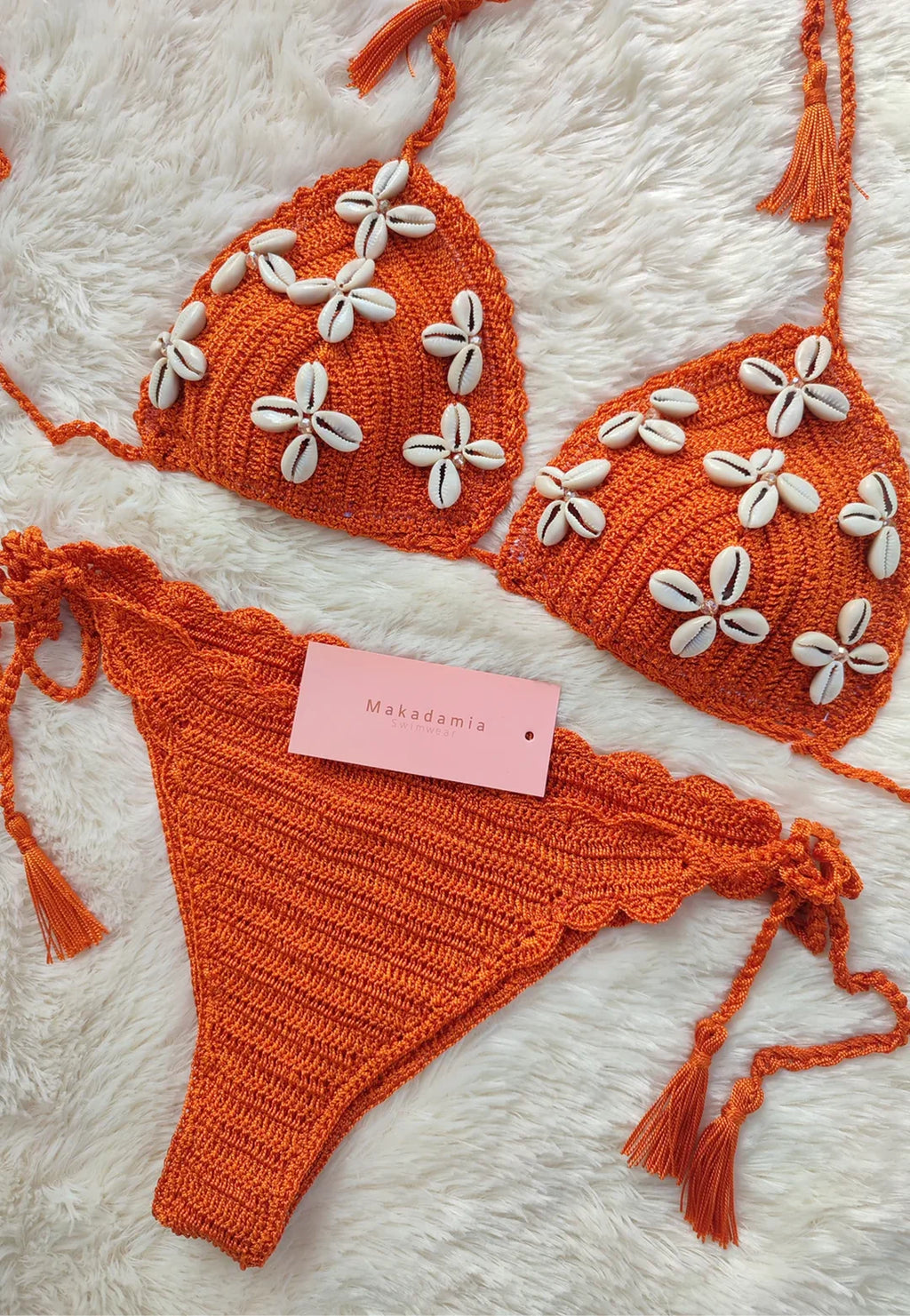 Bikini recamado flor Naranja