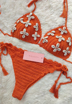 Bikini recamado flor Naranja
