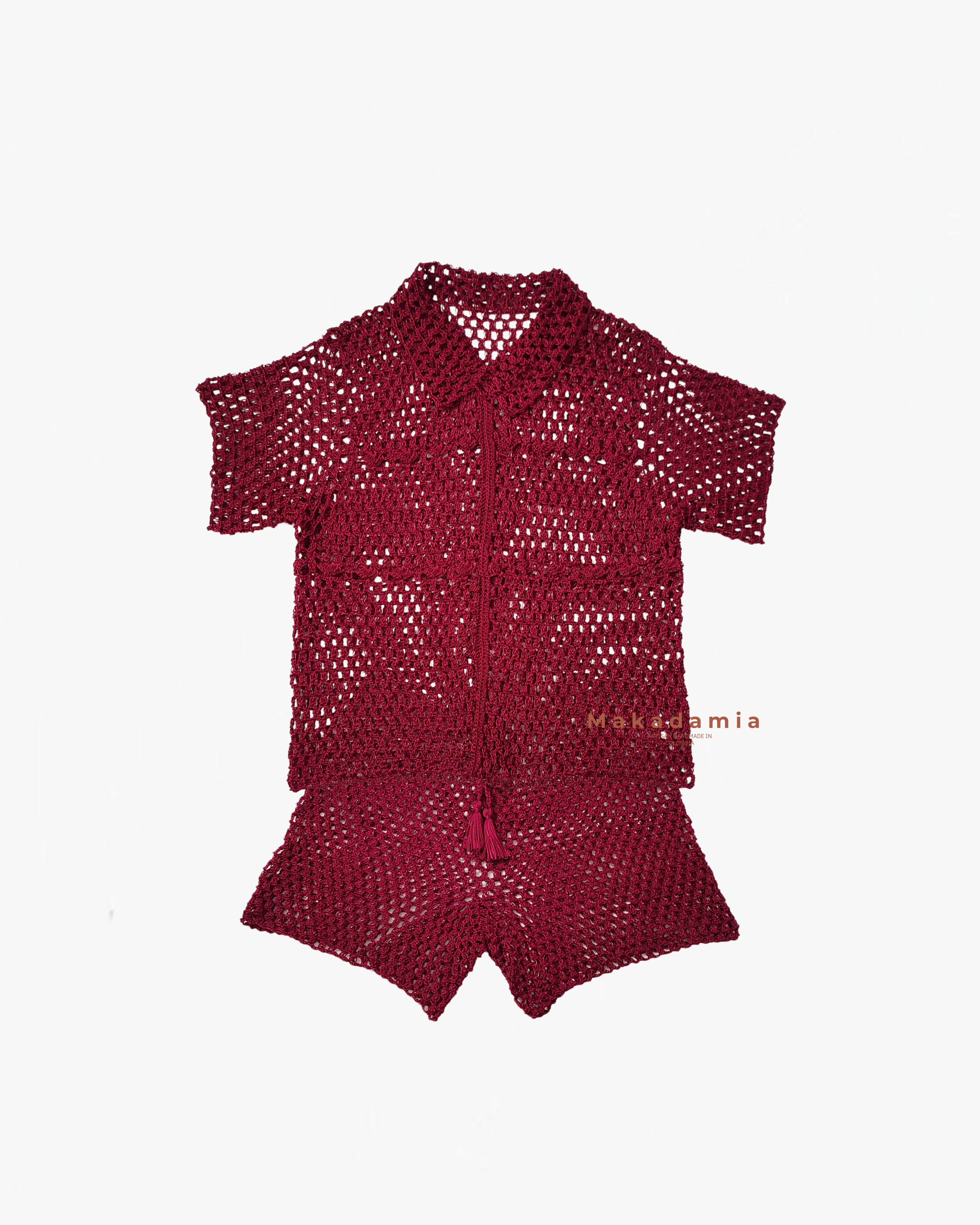 Set cherry Crochet Vinotinto