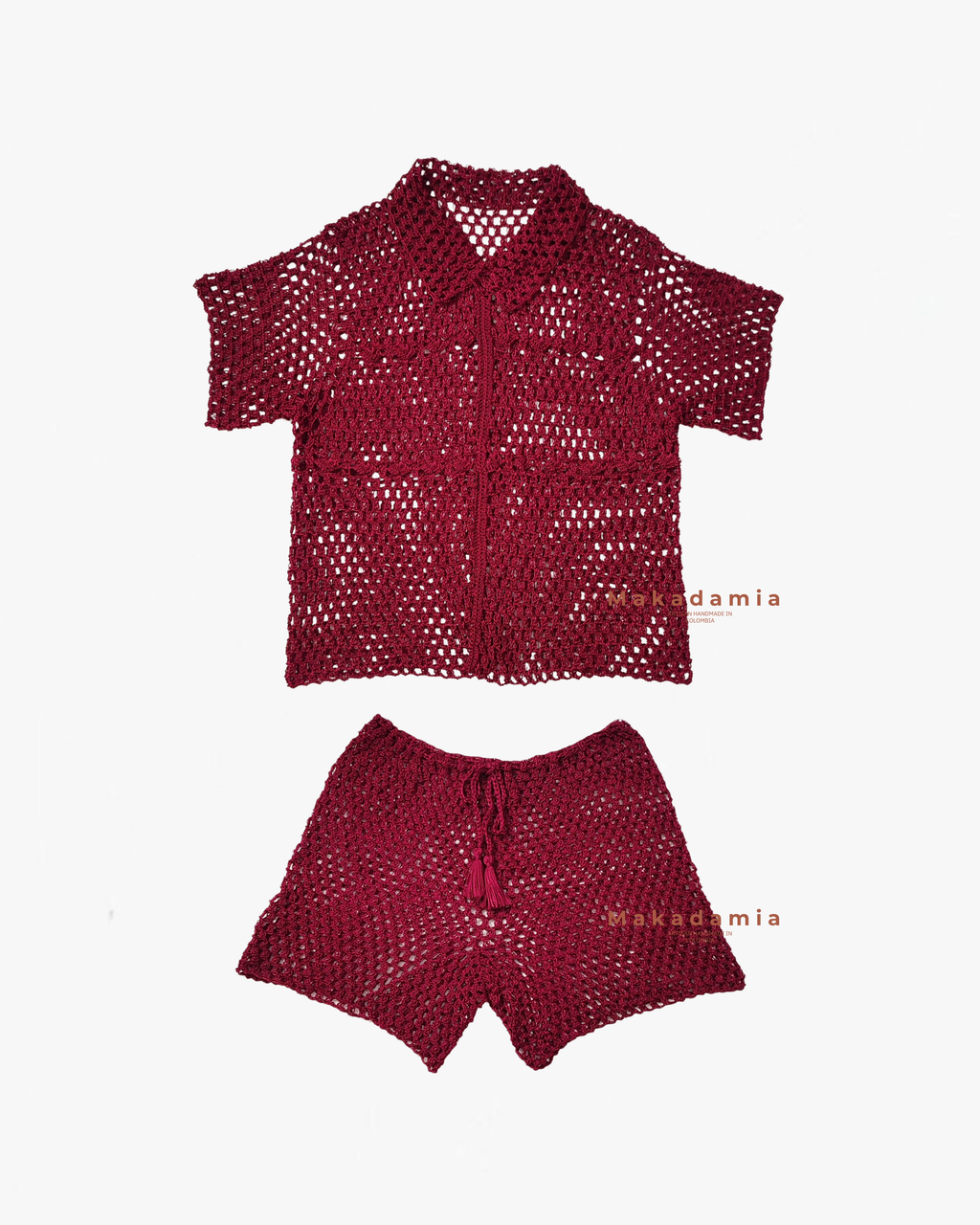 Set Cherry Crochet Vinotinto