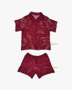 Set Cherry Crochet Vinotinto