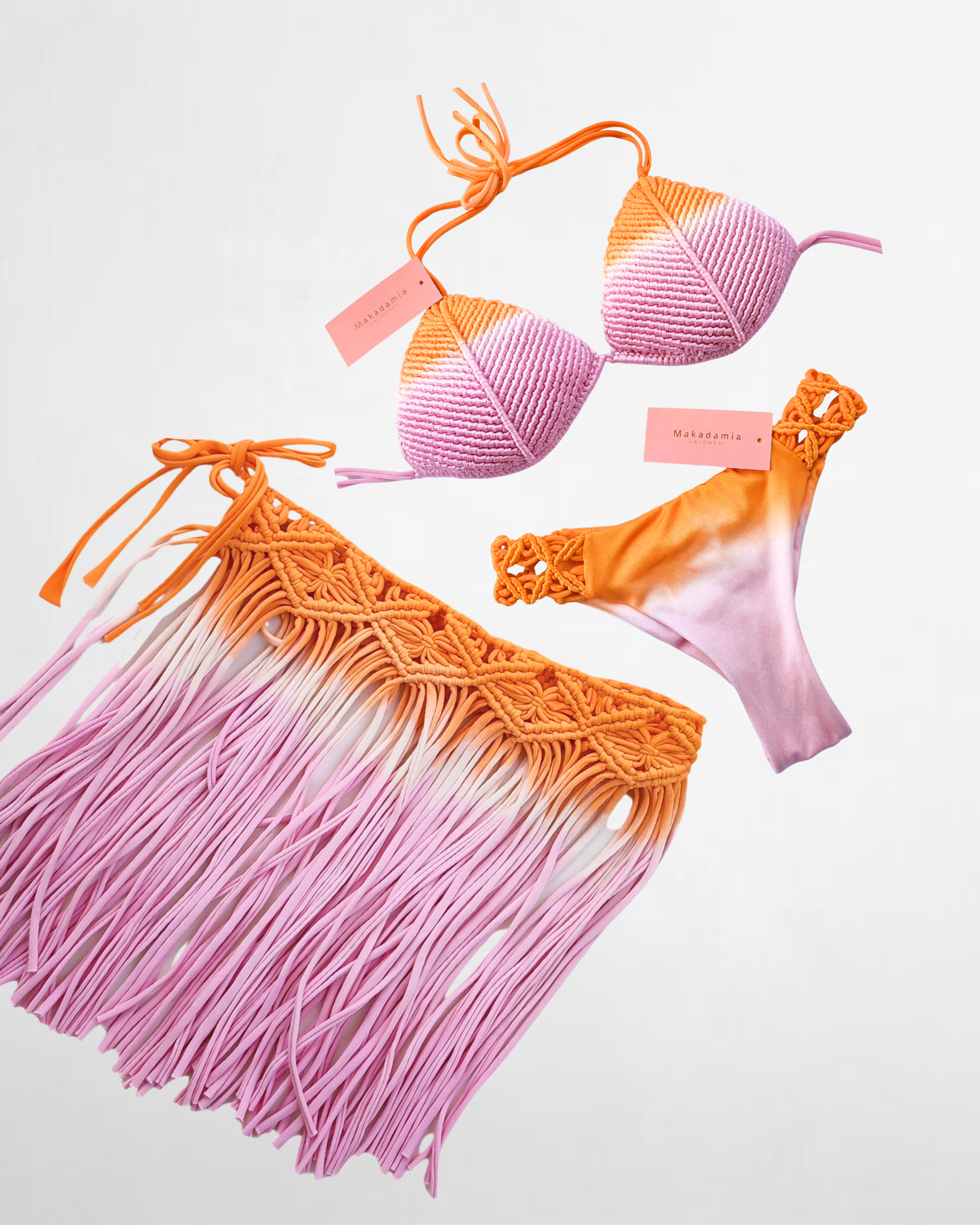 Set macrame degrado Naranja / Rosa