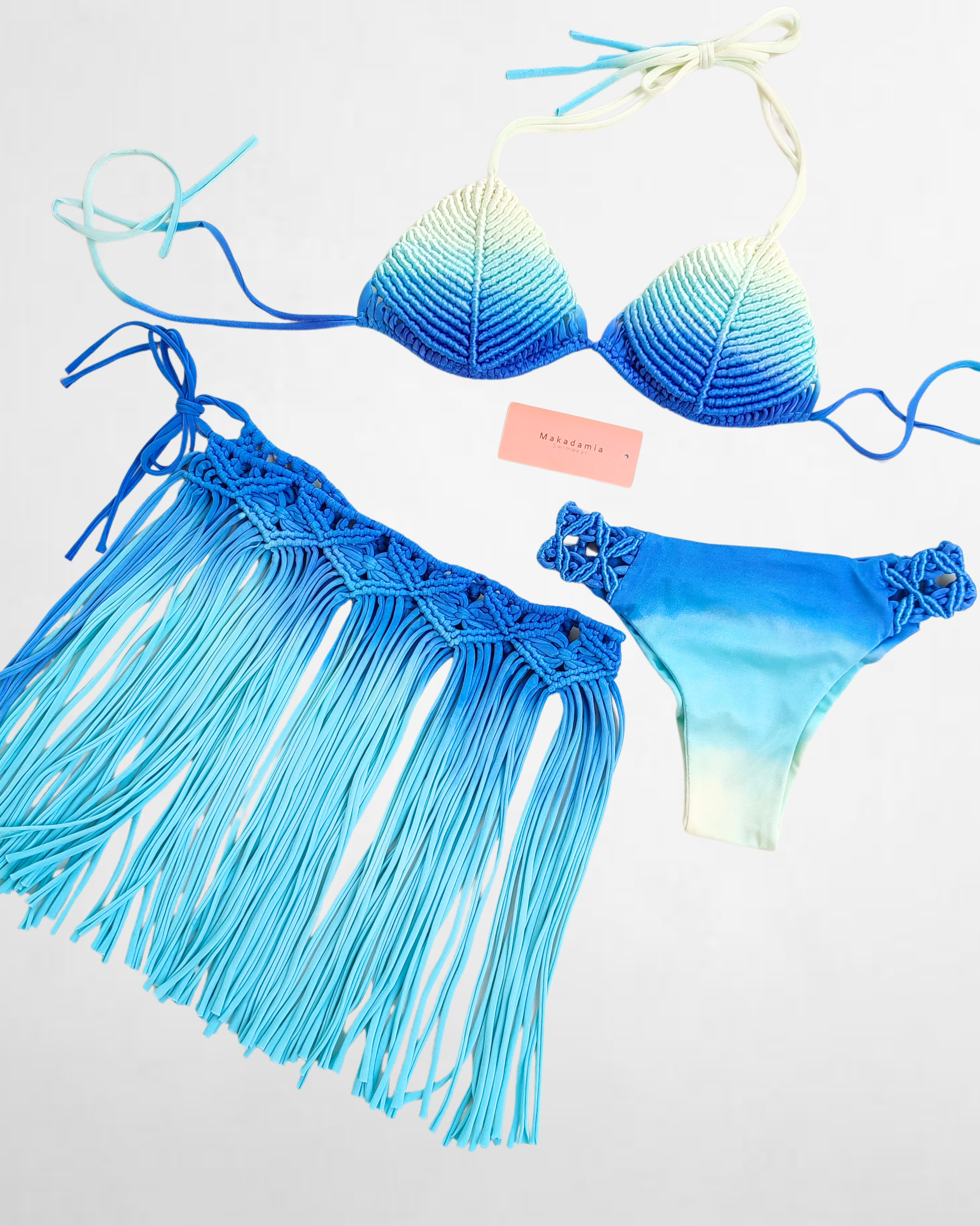 Set macrame degrado Vainilla / Azul