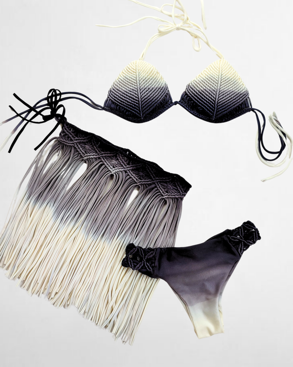 Set Macramé Degradado - Vainilla / Negro