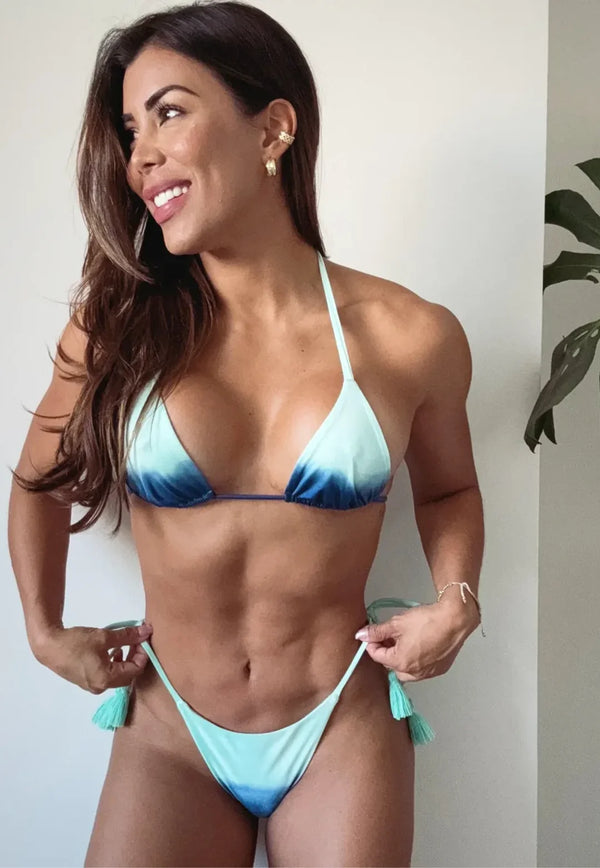 Bikini Almendra Hilo - Verdementa / Azul