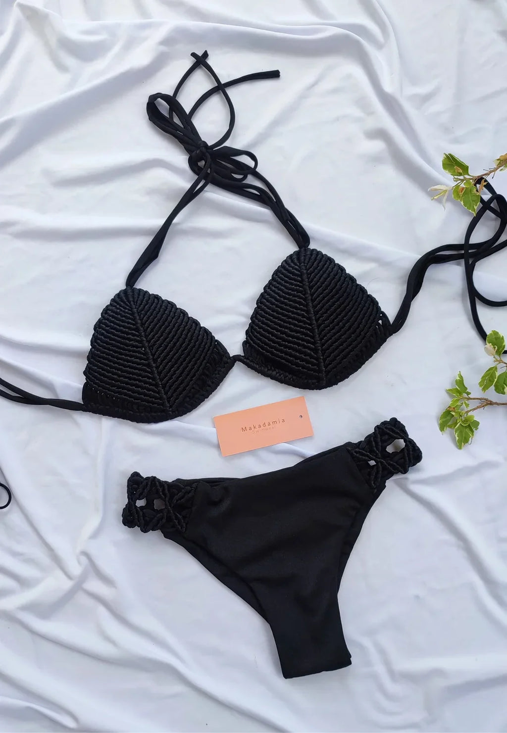 bikini full macrame Negro