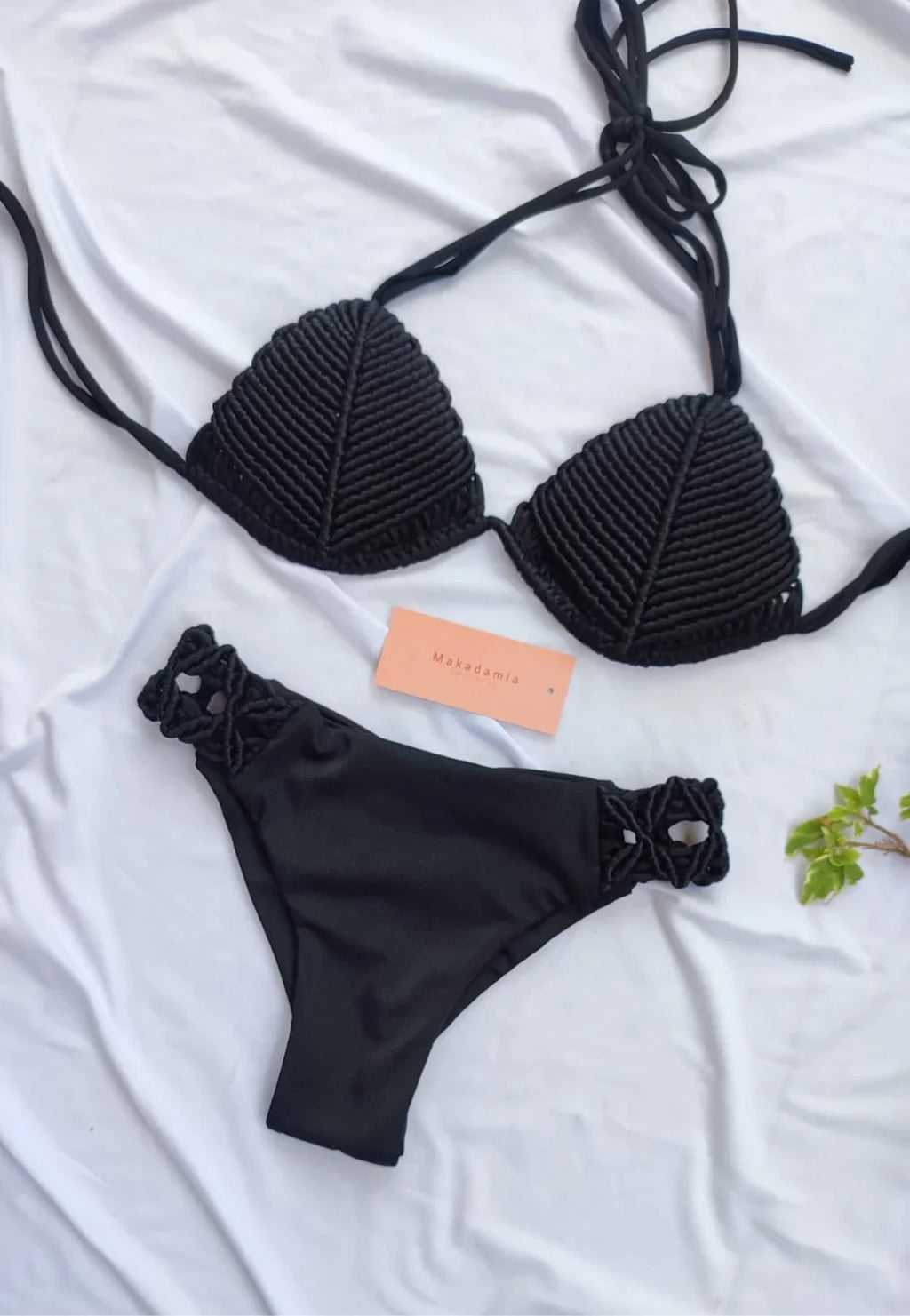 bikini full macrame Negro