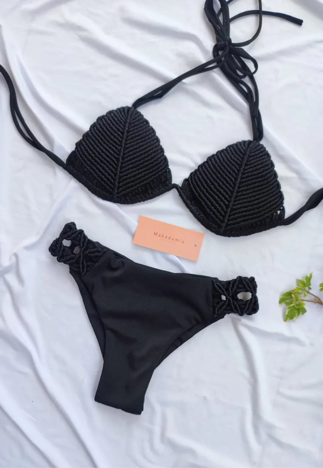bikini full macrame Negro