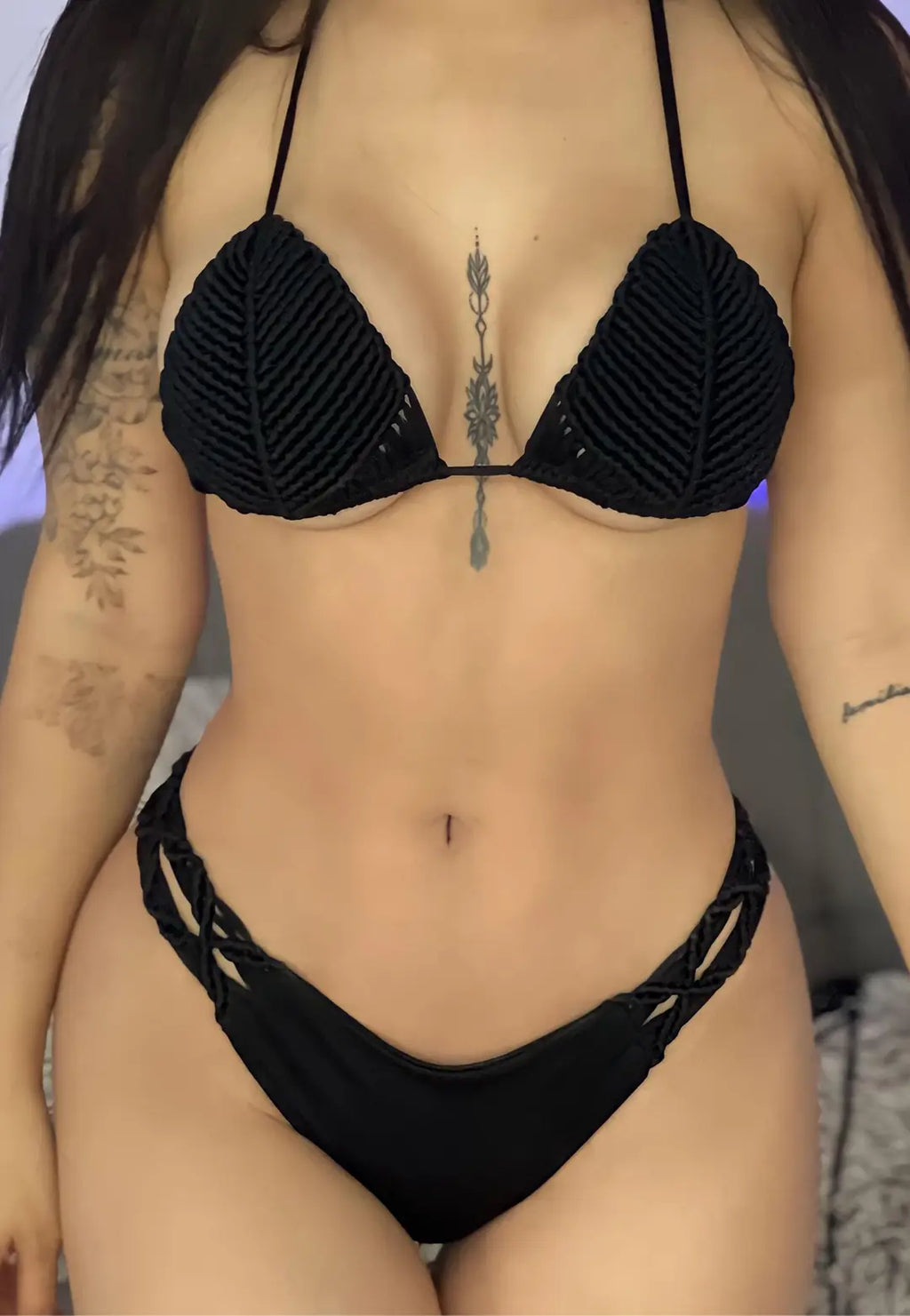 bikini full macrame Negro