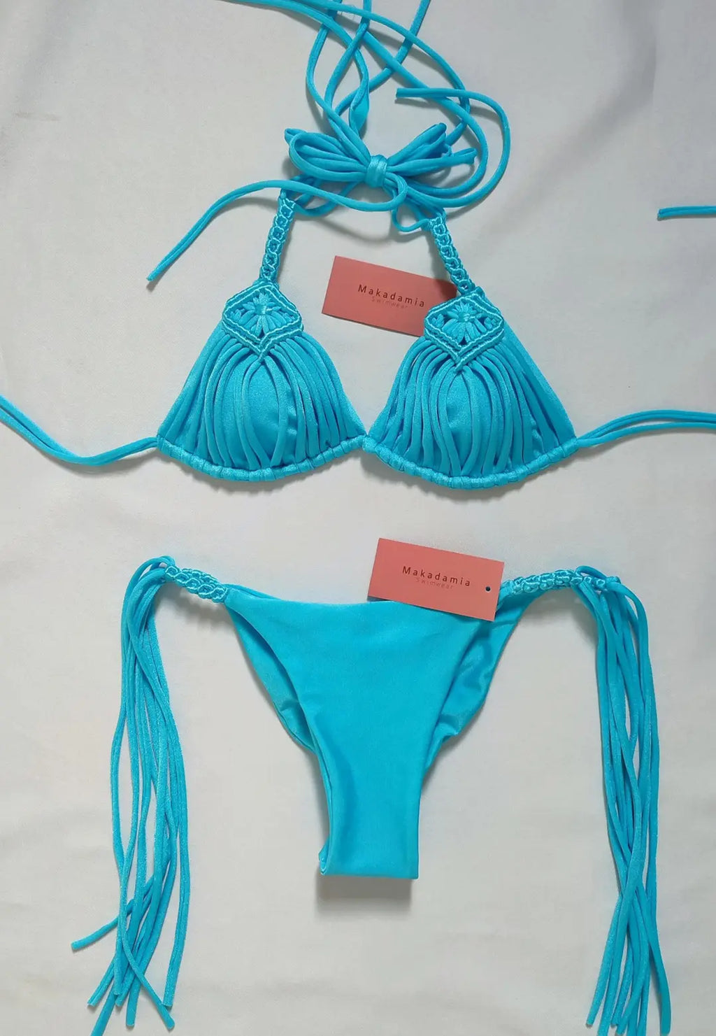 bikini macrame diamante Turquesa