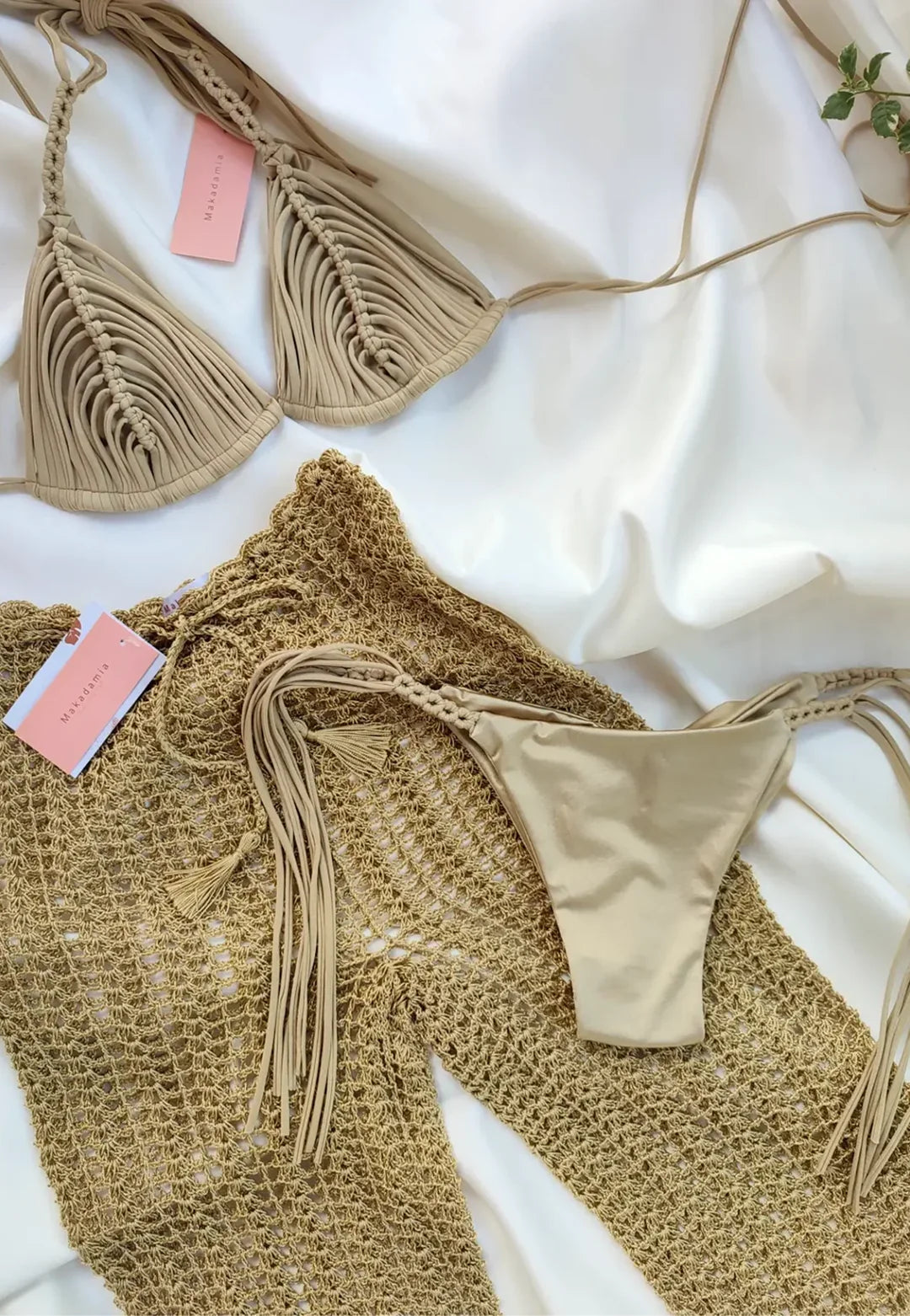 bikini macrame trenzas Dorado