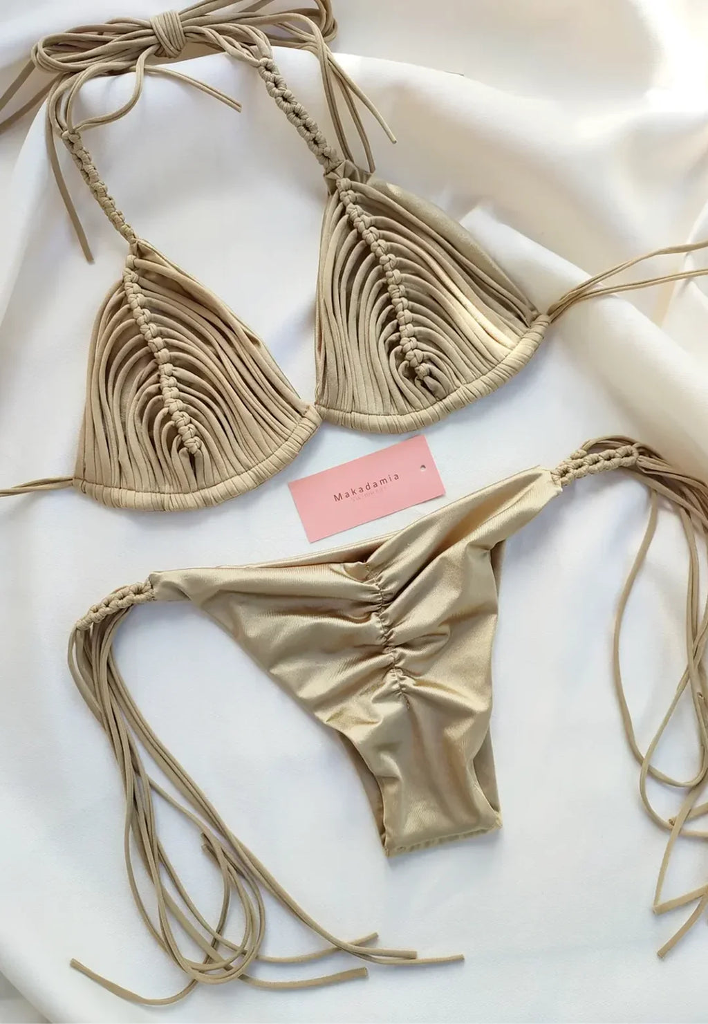 bikini macrame trenzas Dorado