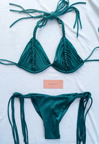 bikini macrame trenzas Verde Esmeralda