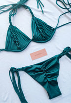 bikini macrame trenzas Verde Esmeralda