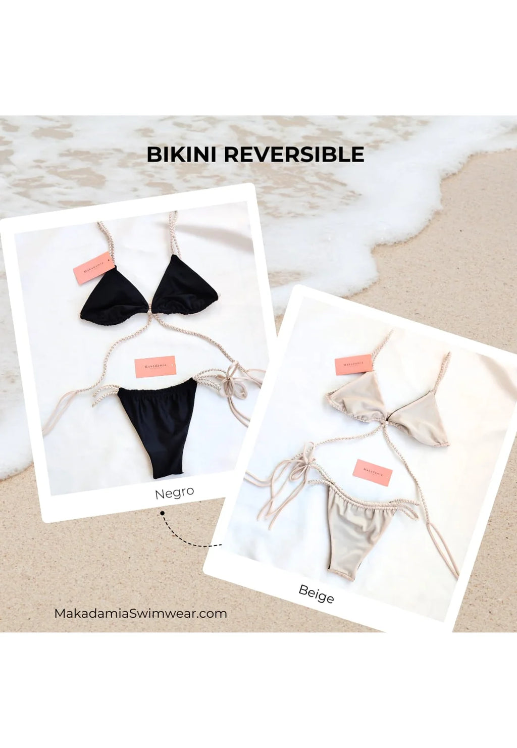 bikini reversible Negro / Beige