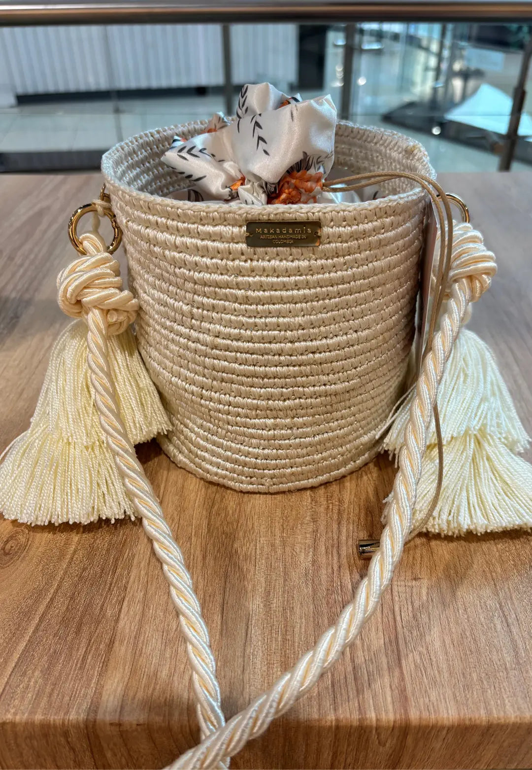 Bucket Bag Flower Blanco