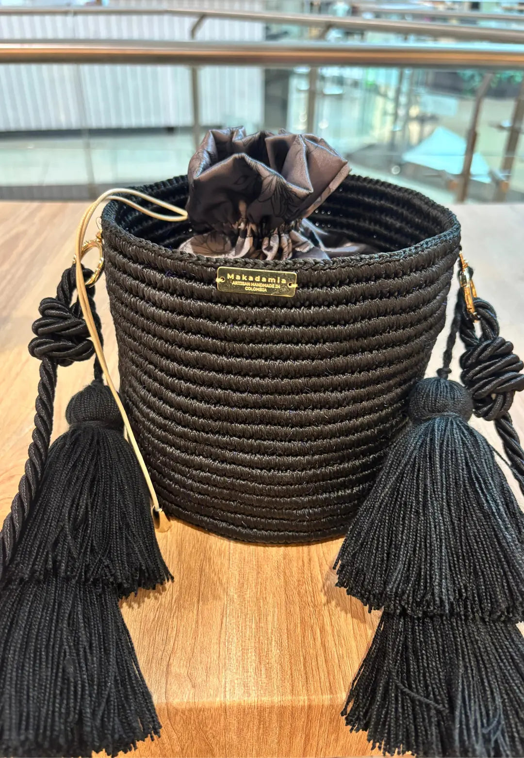 Bucket Bag Flower Negro