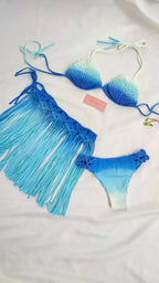 falda corta macrame Azul