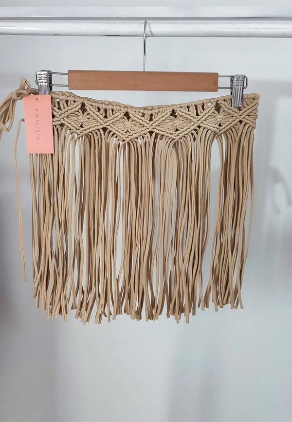 Falda Corta Macramé - Dorado