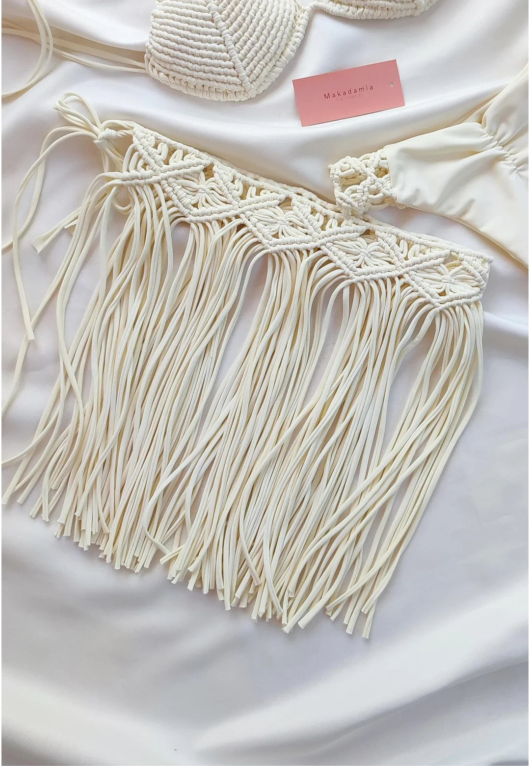 falda corta macrame Vainilla