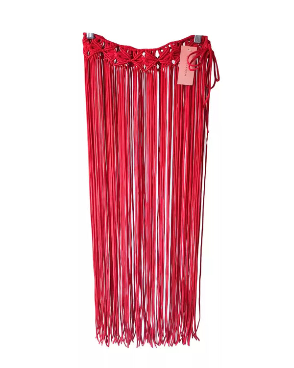 Falda Larga Macramé - Rojo