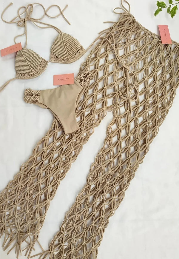 Pantalón Tejido Macramé - Dorado