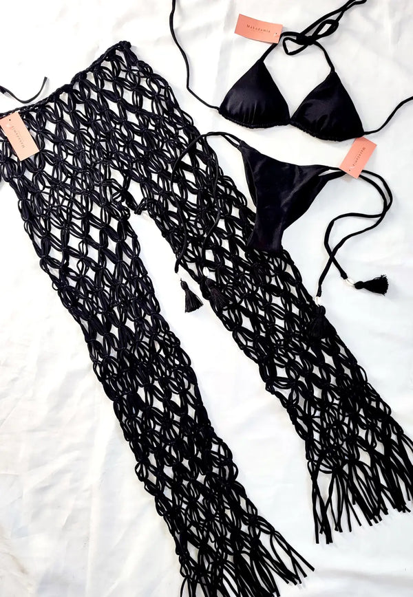 Pantalón Tejido Macramé - Negro