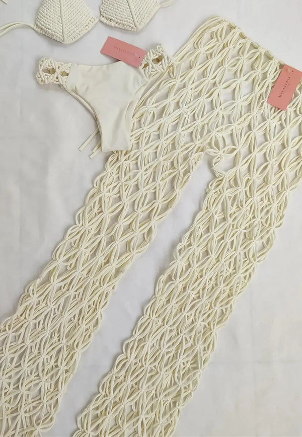Pantalón Tejido Macramé - Vainilla