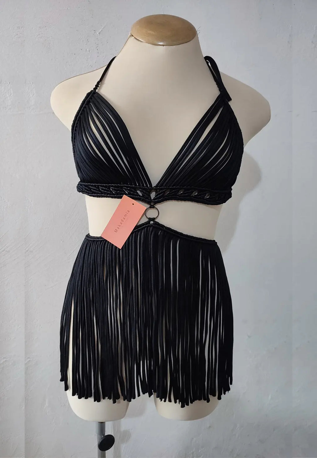 vestido macrame Negro