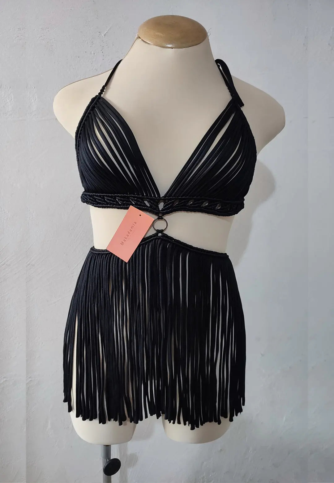 vestido macrame Negro