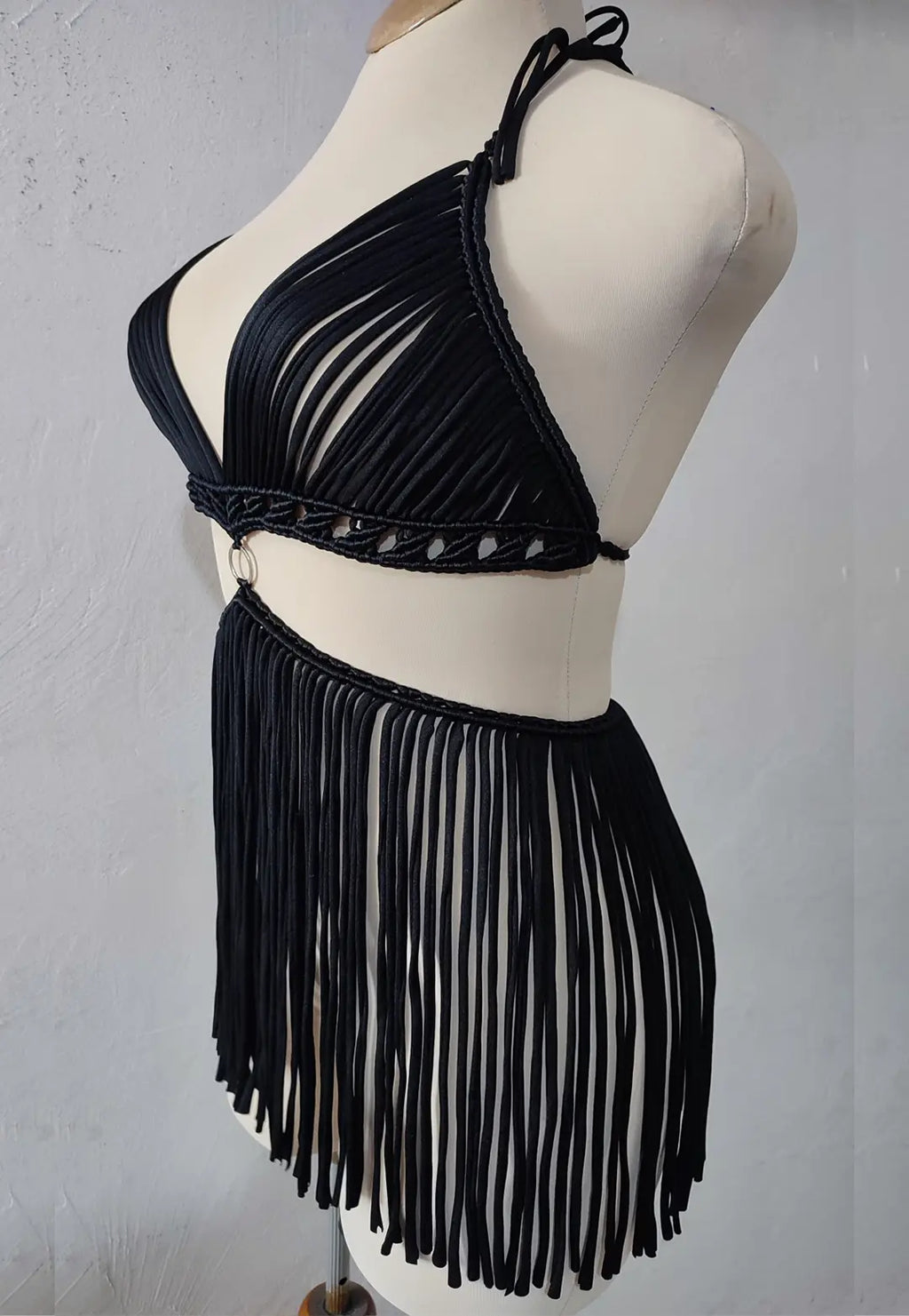 vestido macrame Negro
